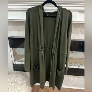 Torrid Olive Green Hooded Long Sweater with Adjustable Belt Size 2X